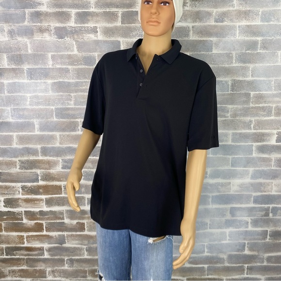 Men’s Grand Slam Performance Black Ribbed Polo Tag-less Shirt Size XL - Picture 6 of 8